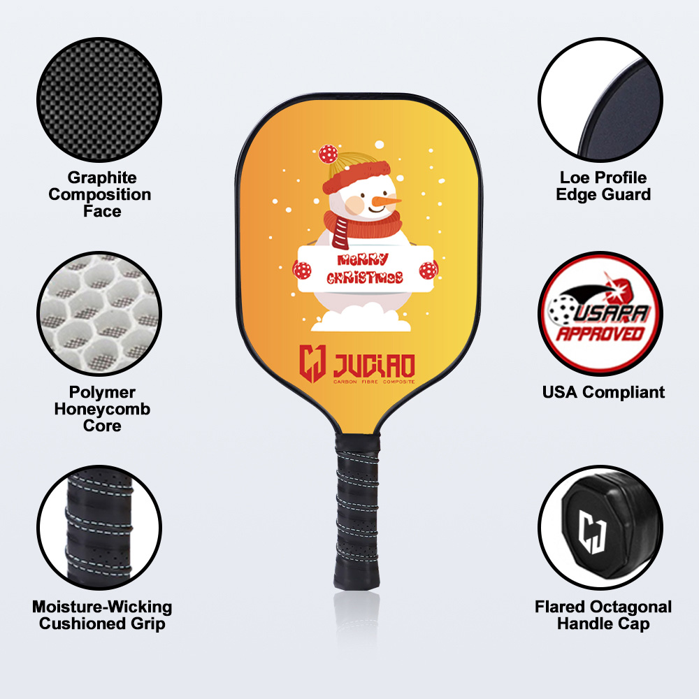 Paleta de pickleball de muñeco de nieve navideño