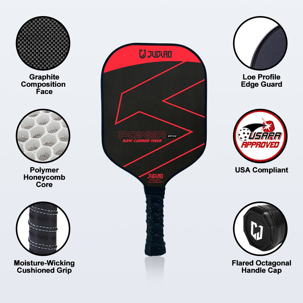 Paleta de Pickleball de fibra de carbono cruda